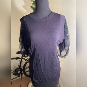Ontwelfth knit lace sleeve blouse